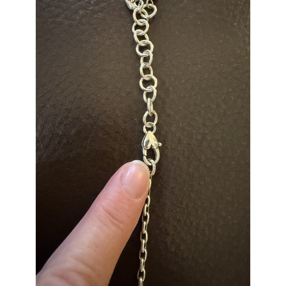 Brighton Monogram Choker Necklace Hope Cross Azure Heart Charm Silver Tone - Picture 7 of 11